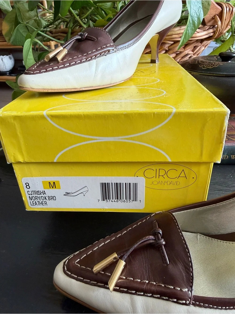 Circa Joan & David CJTRISHA Two Tone Leather Tassel Loafer Pumps Kitten Heel 8M